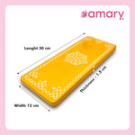 Amary Pooja Chowki | Wooden Palaka/Mane Pedestal for Puja and Diya stand |Traditional MDF Base with Intricate Design | Durable & Decorative | RectangleShape – Orange (Medium - 30cm x12cm)