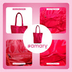 AMARY Women's Tote Bag – Stylish Huckaback Fabric, Magnetic Closure, Durable & Versatile for Work, Travel & Everyday Use(Red)