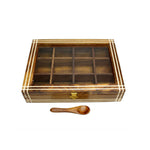 Amary Sheesham Spice Box – 12-Compartment Organizer with Glass Lid for Spices & Masala