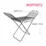 Amary Premium Cloth Dryer Stand- 3 Way Folding, Heavy-Duty Pipe Design with 18 Drying Rail, Spacious Double Rack | Compact, Pre-assembled, Easy Storage & Use (Big, Black– 162cmx55cmx106cm)