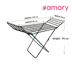 Amary Premium Cloth Dryer Stand- 3 Way Folding, Heavy-Duty Pipe Design with 15 Drying Rail, Spacious Double Rack | Compact, Pre-assembled, Easy Storage & Use (Small, Black– 142cmx53cmx93cm)
