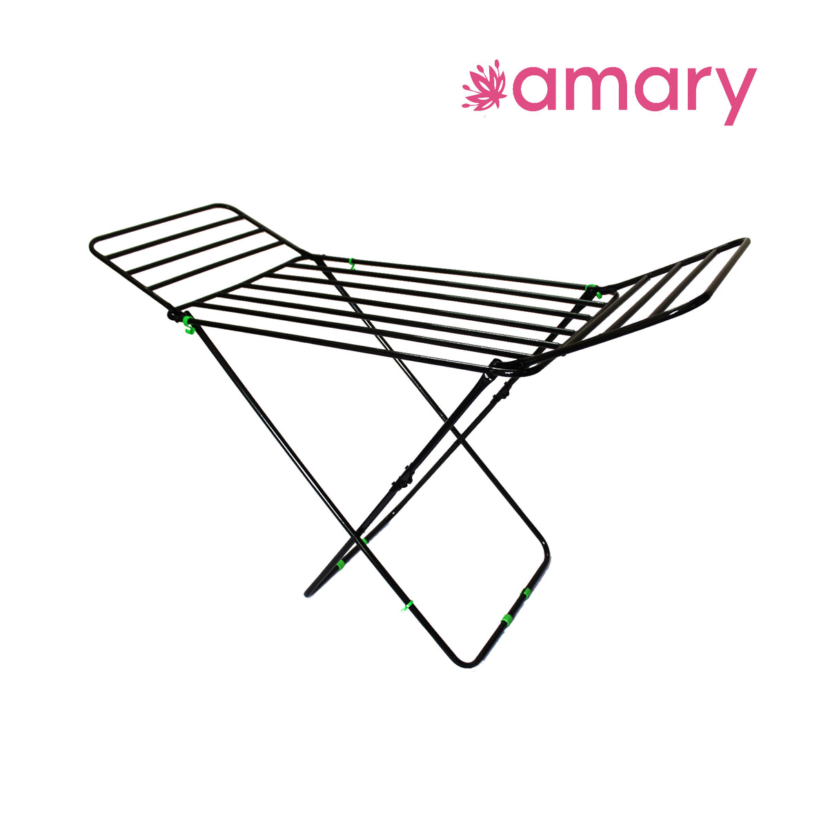 Amary Premium Cloth Dryer Stand- 3 Way Folding, Heavy-Duty Pipe Design with 15 Drying Rail, Spacious Double Rack | Compact, Pre-assembled, Easy Storage & Use (Small, Black– 142cmx53cmx93cm)