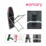 Amary Premium Wooden Ironing Board/Table with Iron Holder – Heavy-Duty Frame, Adjustable Height, Compact & Portable Design for Easy Storage, Pre-Assembled, User-Friendly (Assorted Design, 122cm x 38cm)