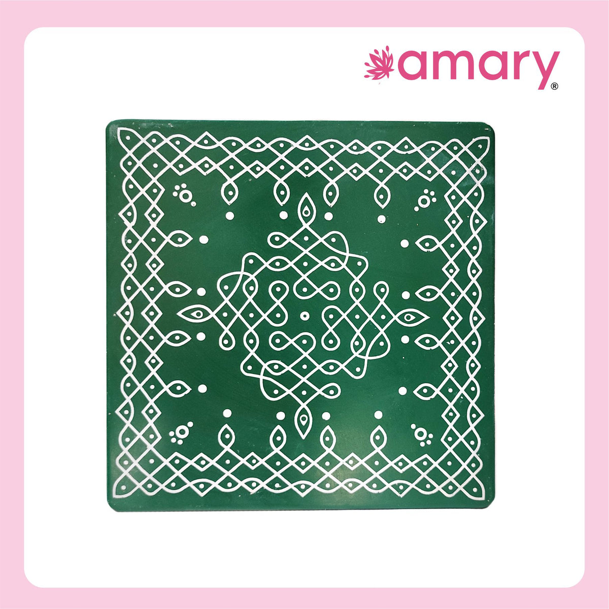 Amary Pooja Chowki | Wooden Palaka/Mane Pedestal for Puja and Diya stand |Traditional MDF Base with Intricate Design | Durable & Decorative | Square Shape - Orange (Big - 26cm x26cm)