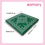 Amary Pooja Chowki | Wooden Palaka/Mane Pedestal for Puja and Diya stand |Traditional MDF Base with Intricate Design | Durable & Decorative | Square Shape - Orange (Big - 26cm x26cm)