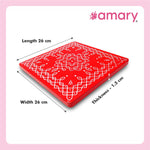 Amary Pooja Chowki | Wooden Palaka/Mane Pedestal for Puja and Diya stand |Traditional MDF Base with Intricate Design | Durable & Decorative | Square Shape - Orange (Big - 26cm x26cm)