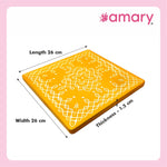 Amary Pooja Chowki | Wooden Palaka/Mane Pedestal for Puja and Diya stand |Traditional MDF Base with Intricate Design | Durable & Decorative | Square Shape - Orange (Big - 26cm x26cm)