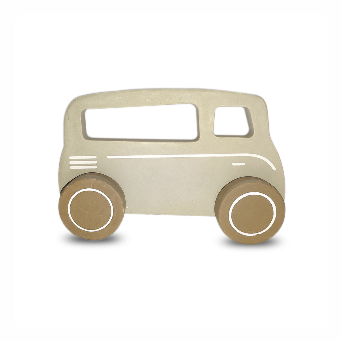 Avian Wooden Grey Push & Pull Bus Toy | Eco-Friendly & Non-Toxic | Develops Motor Skills | For Kids 1+