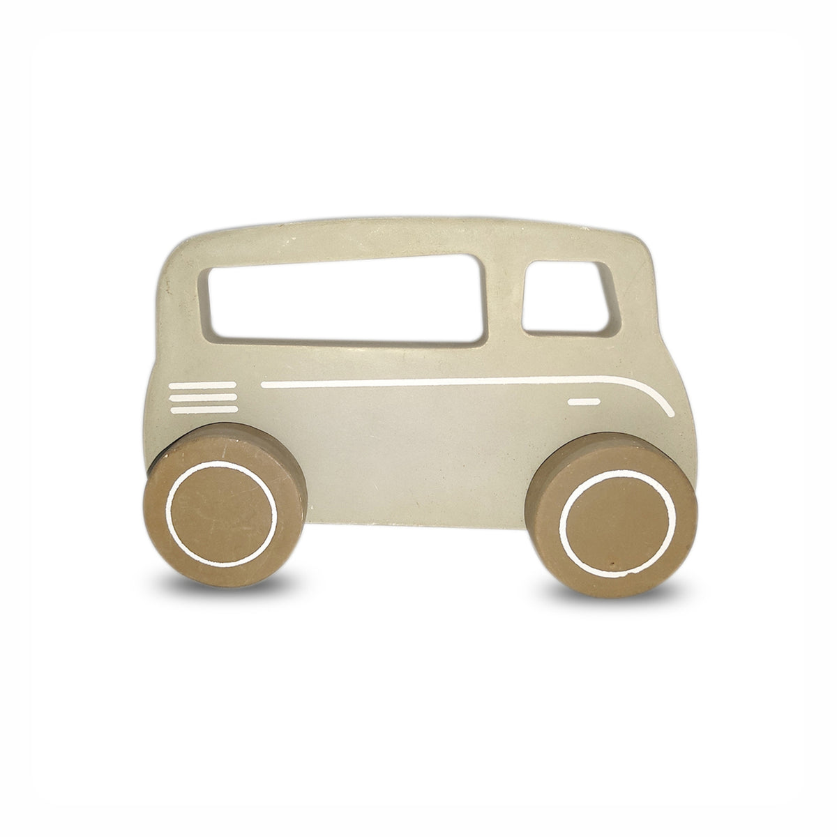 Avian Wooden Grey Push & Pull Bus Toy | Eco-Friendly & Non-Toxic | Develops Motor Skills | For Kids 1+