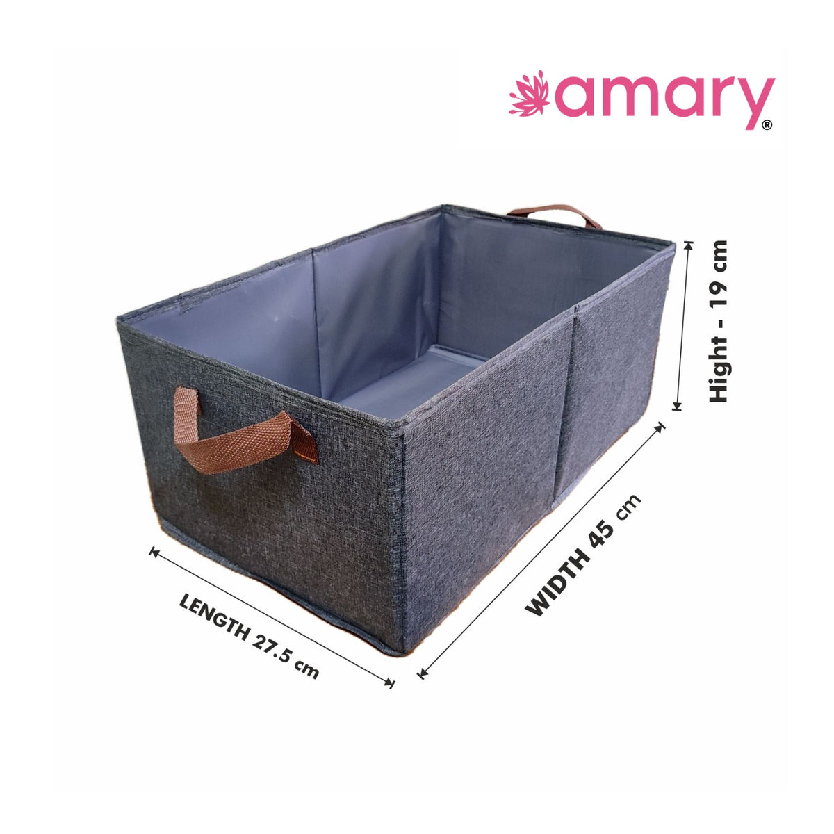 Amary Collapsible Storage Box – Foldable Fabric Organizer with Handles | 26L Large Capacity for Clothes, Toys, Books & Wardrobes