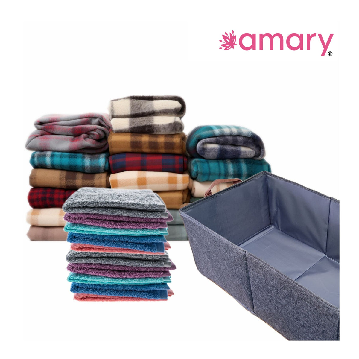 Amary Collapsible Storage Box – Foldable Fabric Organizer with Handles | 26L Large Capacity for Clothes, Toys, Books & Wardrobes
