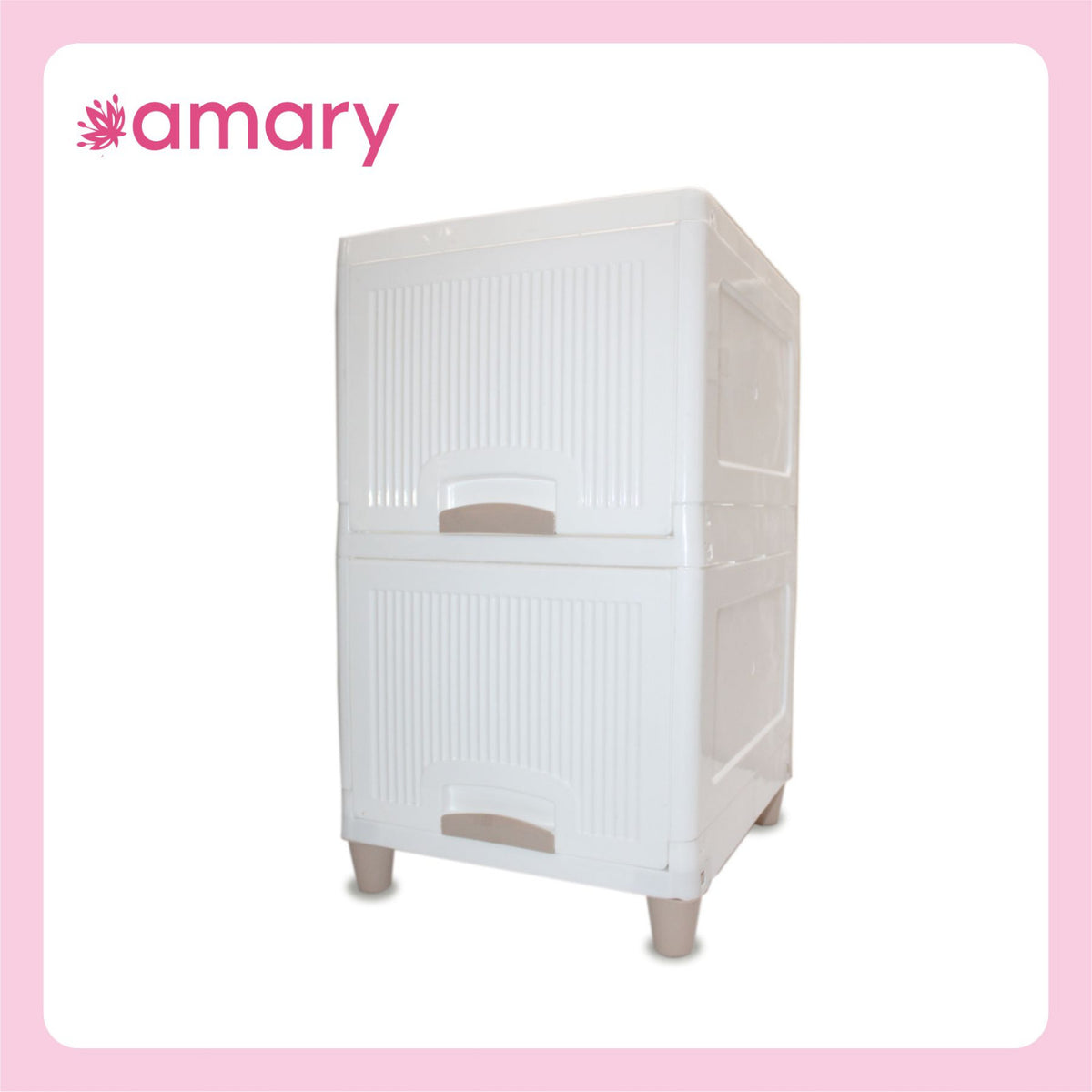 AMARY 2-Layer Cupboard Drawer Storage Box – Durable White Plastic Organizer for Clothes, Toys, Accessories & More