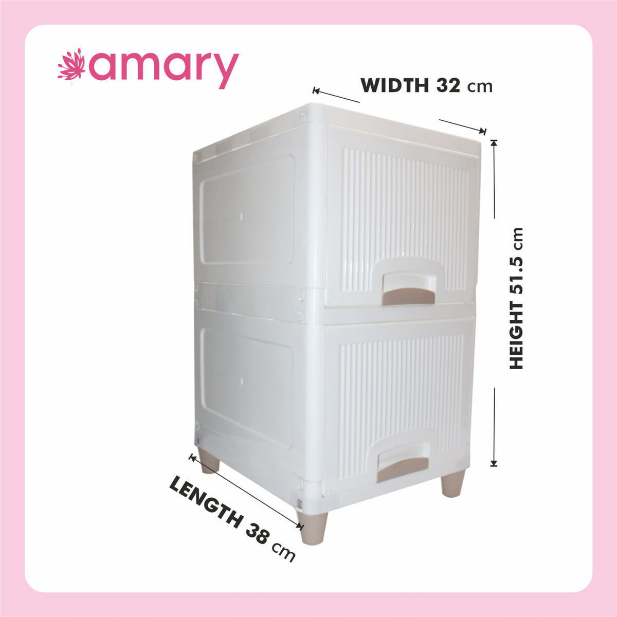 AMARY 2-Layer Cupboard Drawer Storage Box – Durable White Plastic Organizer for Clothes, Toys, Accessories & More