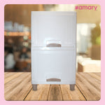 AMARY 2-Layer Cupboard Drawer Storage Box – Durable White Plastic Organizer for Clothes, Toys, Accessories & More
