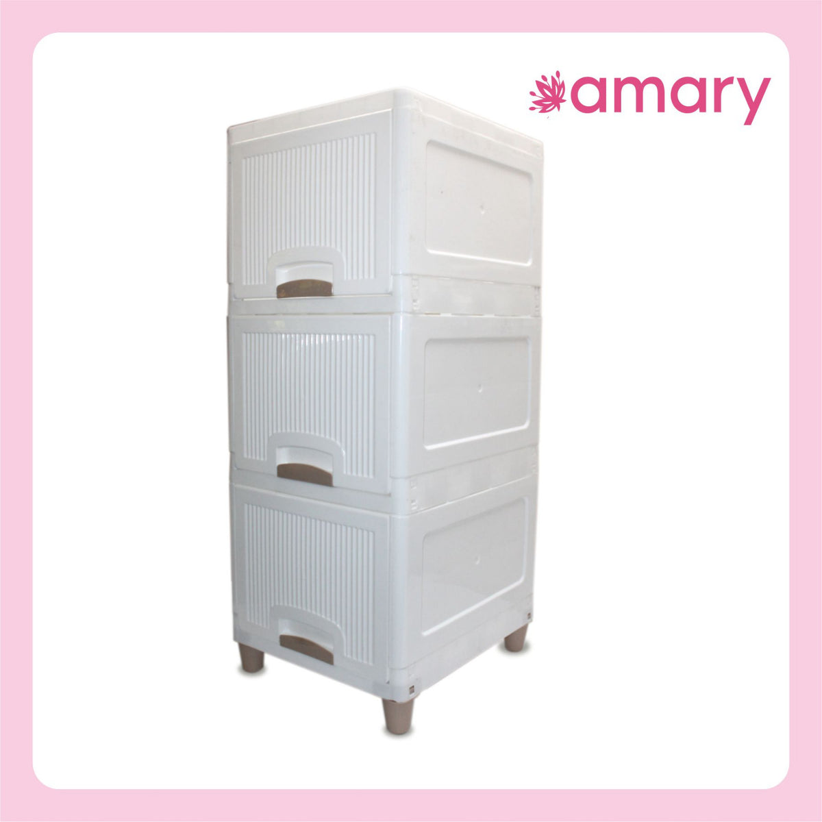 AMARY Cupboard Drawer Storage Box – 3-Layer Versatile Organizer for Clothes, Toys & More (White Plastic)