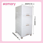 AMARY Cupboard Drawer Storage Box – 3-Layer Versatile Organizer for Clothes, Toys & More (White Plastic)
