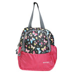 AMARY Lunch Bag with Front Pockets & Bottle Holder | Sturdy Light Weight Special Material | Water Repellent | Spacious Tiffin Bag, Lunch Bag, Storage Bag for All Purpose Needs (Butterfly, Pink)