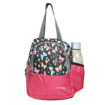 AMARY Lunch Bag with Front Pockets & Bottle Holder | Sturdy Light Weight Special Material | Water Repellent | Spacious Tiffin Bag, Lunch Bag, Storage Bag for All Purpose Needs (Butterfly, Pink)