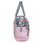 AMARY Spacious Lunch Bag with Front Pockets & Bottle Holder | Sturdy & Lightweight Special Material | Water-Repellent Tiffin Bag, Meal Storage Bag for Office, School, Travel & Picnic (Flower, Lavender )
