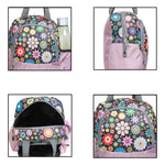 AMARY Spacious Lunch Bag with Front Pockets & Bottle Holder | Sturdy & Lightweight Special Material | Water-Repellent Tiffin Bag, Meal Storage Bag for Office, School, Travel & Picnic (Flower, Lavender )