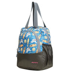 AMARY Lunch Bag with Front Pockets & Bottle Holder | Sturdy Light Weight Special Material | Water Repellent | Spacious Tiffin Bag, Lunch Bag, Storage Bag for All Purpose Needs (Astronaut Moon, Gray)