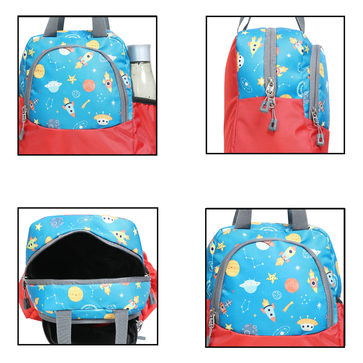 AMARY Lunch Bag with Front Pockets & Bottle Holder | Sturdy Light Weight Special Material |Water Repellent | Spacious Tiffin Bag, Lunch Bag, Bag for All Purpose Needs ( Galaxy Universe, Red)