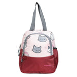 AMARY Lunch Bag with Front Pockets & Bottle Holder | Sturdy Light Weight Special Material | Water Repellent | Spacious Tiffin Bag, Lunch Bag, Storage Bag for All Purpose Needs (Cat Rainbow, Maroon)