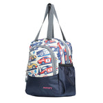 AMARY Lunch Bag with Front Pockets & Bottle Holder | Sturdy Light Weight Special Material | Water Repellent | Spacious Tiffin Bag, Lunch Bag, Storage Bag for All Purpose Needs (Car, Navy Blue)