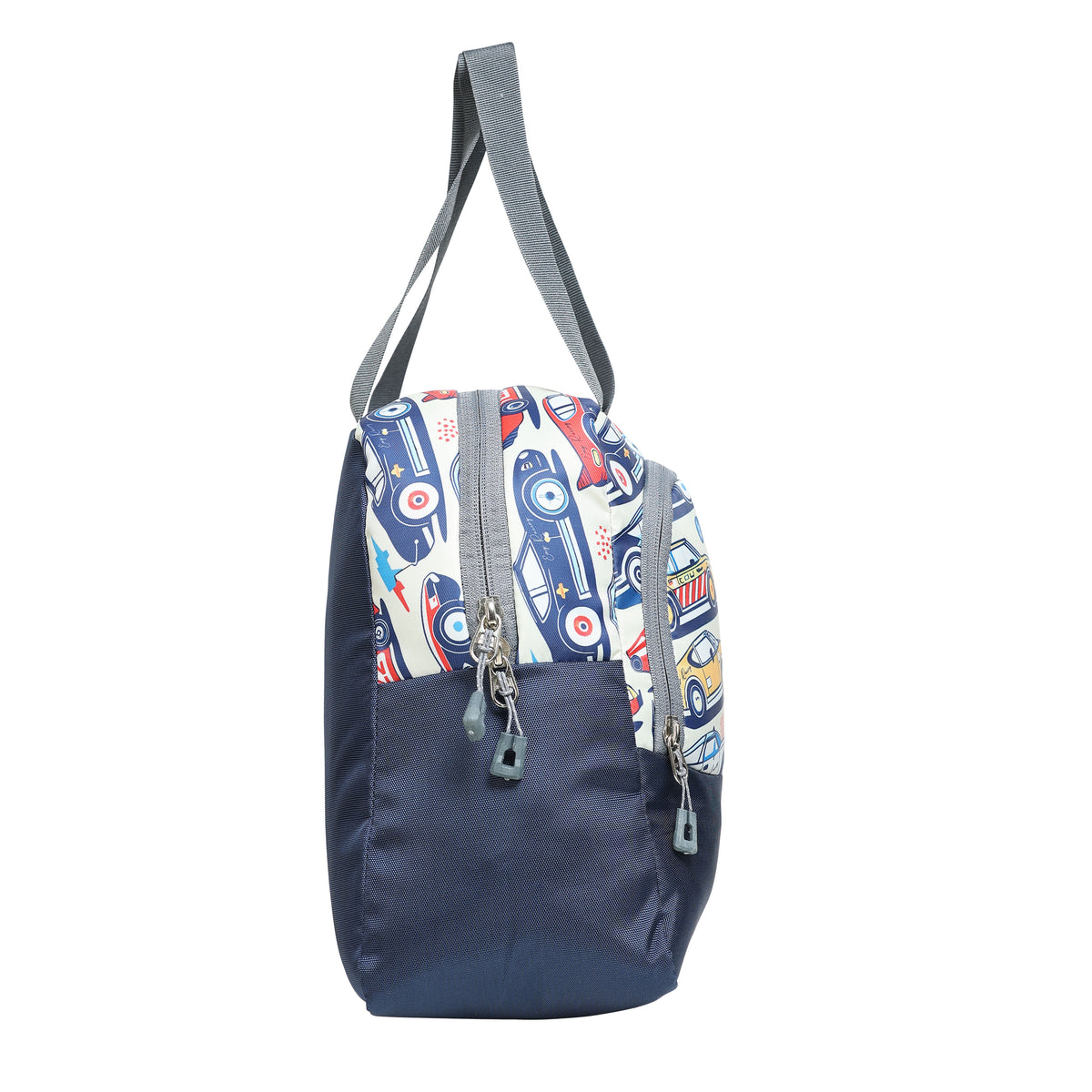 AMARY Lunch Bag with Front Pockets & Bottle Holder | Sturdy Light Weight Special Material | Water Repellent | Spacious Tiffin Bag, Lunch Bag, Storage Bag for All Purpose Needs (Car, Navy Blue)