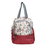 AMARY Lunch Bag with Front Pockets & Bottle Holder | Sturdy Light Weight Special Material |Water Repellent | Spacious Tiffin Bag, Lunch Bag, Bag for All Purpose Needs (Birds Bear, Maroon)