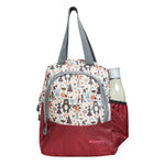 AMARY Lunch Bag with Front Pockets & Bottle Holder | Sturdy Light Weight Special Material |Water Repellent | Spacious Tiffin Bag, Lunch Bag, Bag for All Purpose Needs (Birds Bear, Maroon)
