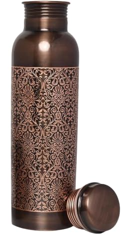 Amary Antique Engraved Pure Copper Bottle – Leakproof, BPA-Free, Ayurvedic Health Benefits (1 Liter)