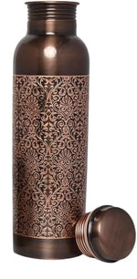 Amary Antique Engraved Pure Copper Bottle – Leakproof, BPA-Free, Ayurvedic Health Benefits (1 Liter)