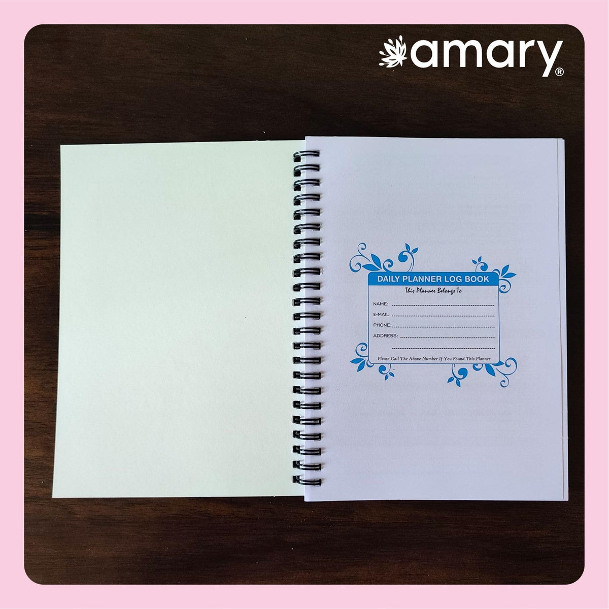 AMARY My Daily Planner – 160 Pages, 90 GSM, Wire-O Bound | Organize Your Day with To-Do Lists, Priorities, Goal & Wellness Tracker, Appointments, Deadlines, Reminders, Notes | Blue