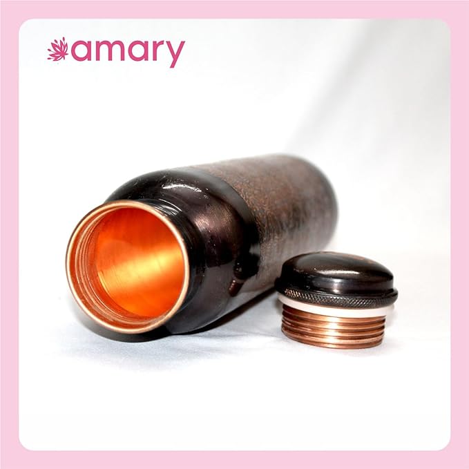 Amary Antique Engraved Pure Copper Bottle – Leakproof, BPA-Free, Ayurvedic Health Benefits (1 Liter)