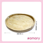 Amary Mango Wood Round Serving Tray – Handmade Multifunctional Tray for Food & Drinks, Easy Grip