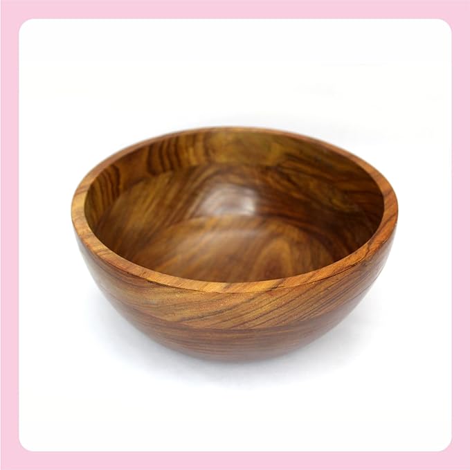 Amary Sheesham Wood Serving Bowl – Ideal for Salads, Fruits & Popcorn, Space-Saving & Stackable