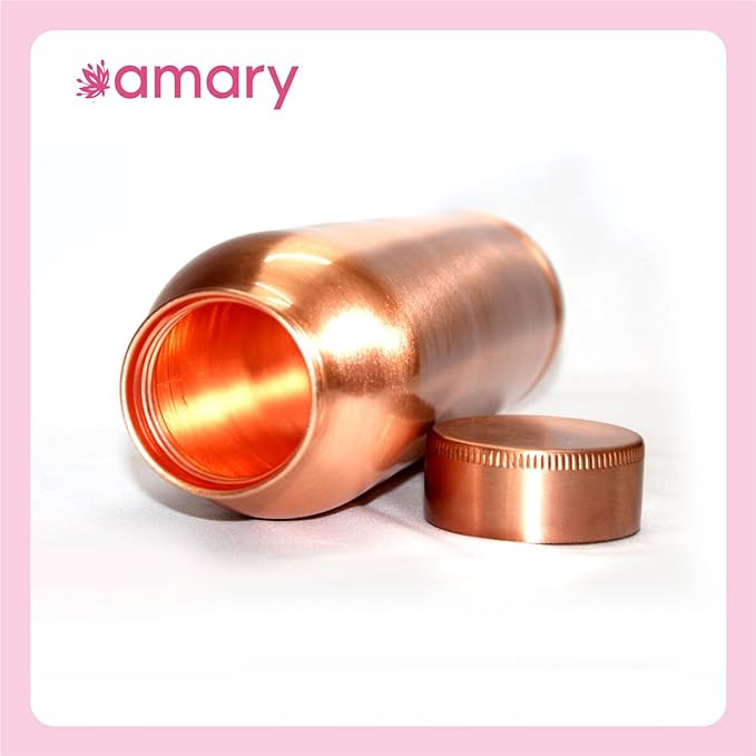 Amary Pure Copper Bottle – Leakproof, BPA-Free, Ayurvedic Health Benefits, Ideal for Travel & Daily Use (1 Liter)