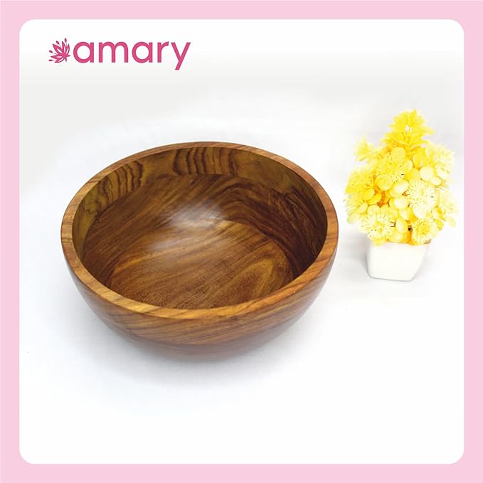 Amary Sheesham Wood Serving Bowl – Ideal for Salads, Fruits & Popcorn, Space-Saving & Stackable