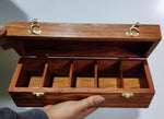 Amary Sheesham Spice Box – 5-Compartment Organizer with Spoon for Spices, Masala, & Dry Fruits