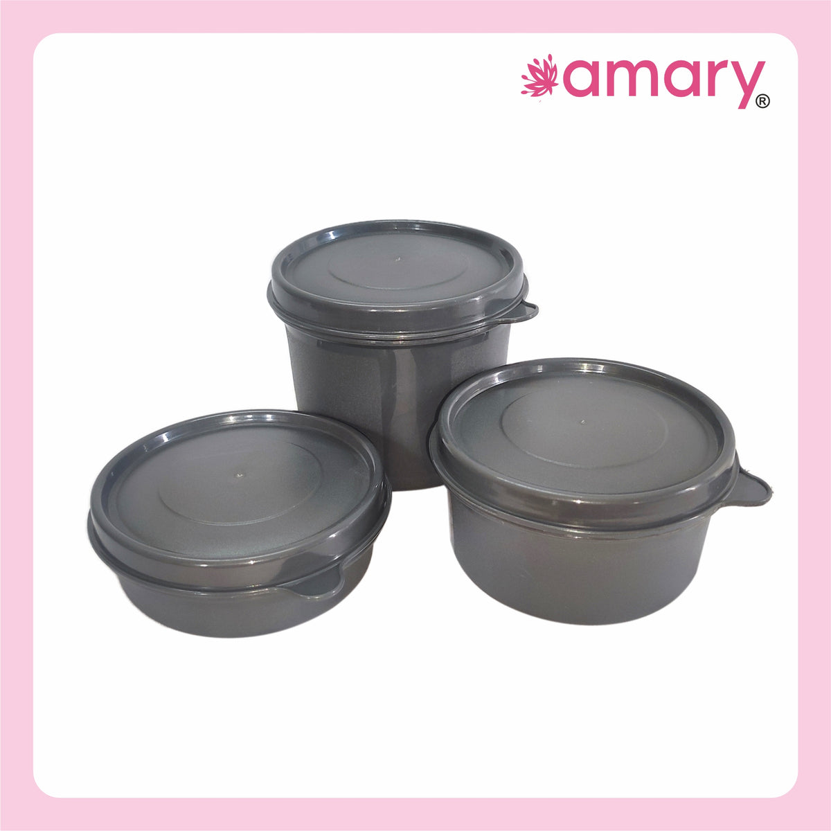 AMARY Stainless Steel Inner Microsafe Container Combo | Airtight & Leakproof | Microwave Safe | Preserves Freshness & Aroma | Best for School, Office, Travel & Outdoor Activities | Black | 350gm
