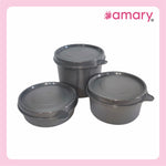 AMARY Stainless Steel Inner Microsafe Container Combo | Airtight & Leakproof | Microwave Safe | Preserves Freshness & Aroma | Best for School, Office, Travel & Outdoor Activities | Black | 350gm