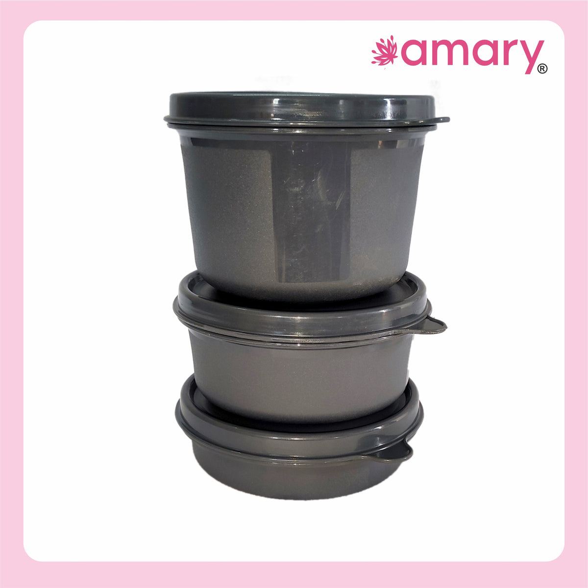 AMARY Stainless Steel Inner Microsafe Container Combo | Airtight & Leakproof | Microwave Safe | Preserves Freshness & Aroma | Best for School, Office, Travel & Outdoor Activities | Black | 350gm