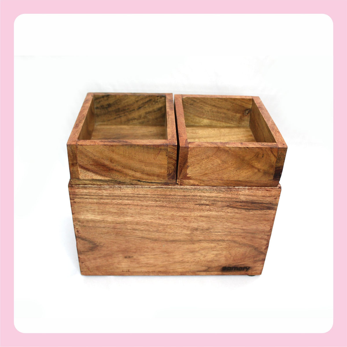 Amary Sheesham Wood Storage Box Set of 3 – Handcrafted Organizer for Kitchen, Dining, Study & Home Decor