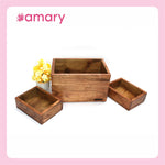 Amary Sheesham Wood Storage Box Set of 3 – Handcrafted Organizer for Kitchen, Dining, Study & Home Decor