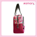 AMARY Lunch Bag with Front Pockets & Bottle Holder | Sturdy Light Weight Special Material |Water Repellent | Spacious Tiffin Bag, Lunch Bag, Bag for All Purpose Needs (Teddy bear,Voilet)