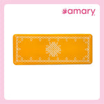 Amary Pooja Chowki | Wooden Palaka/Mane Pedestal for Puja and Diya stand |Traditional MDF Base with Intricate Design | Durable & Decorative | Rectangle Shape – Orange (Small - 26cm x10cm)