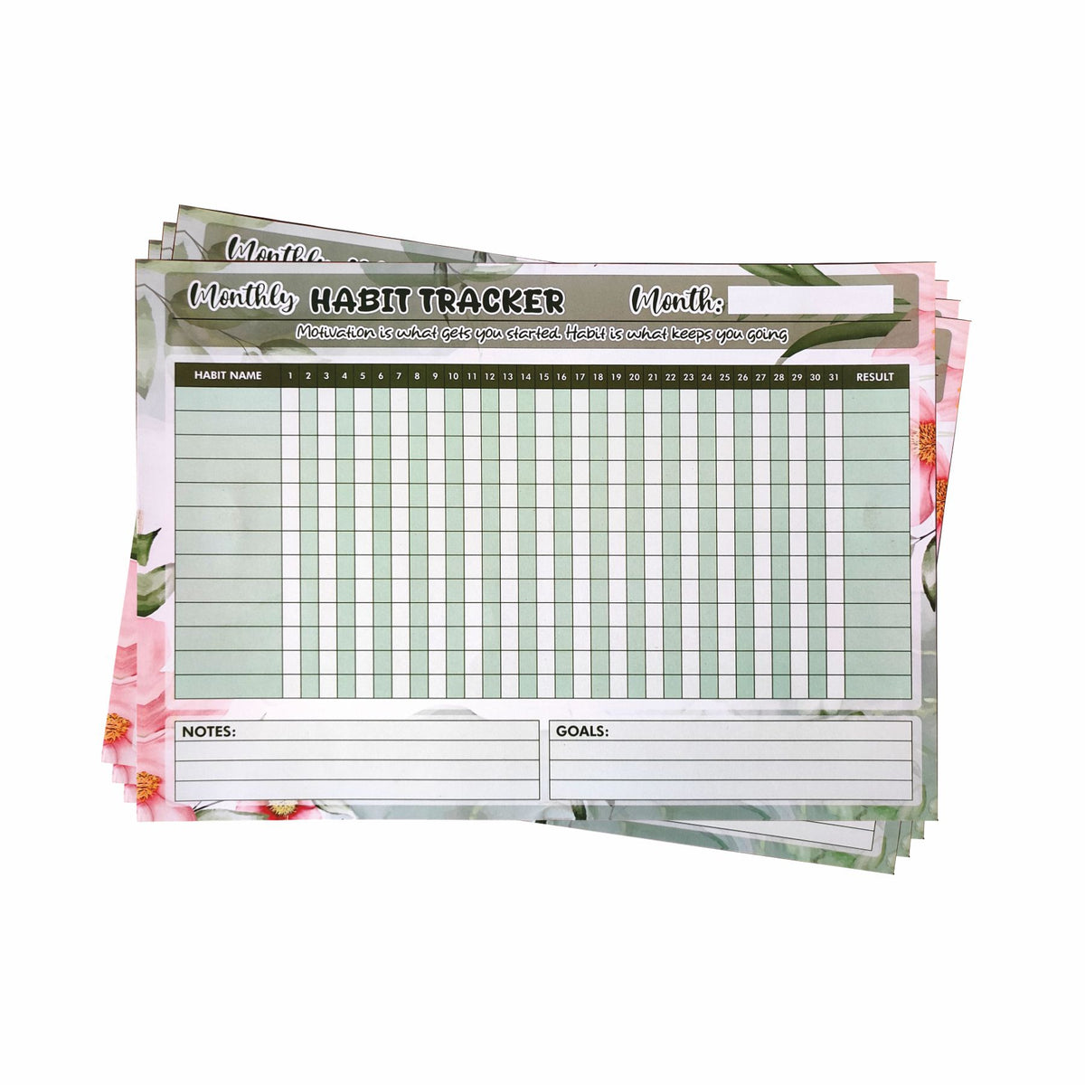 AMARY A4 Monthly Habit Tracker – 12 Undated Sheets for Goal Setting & Habit Building
