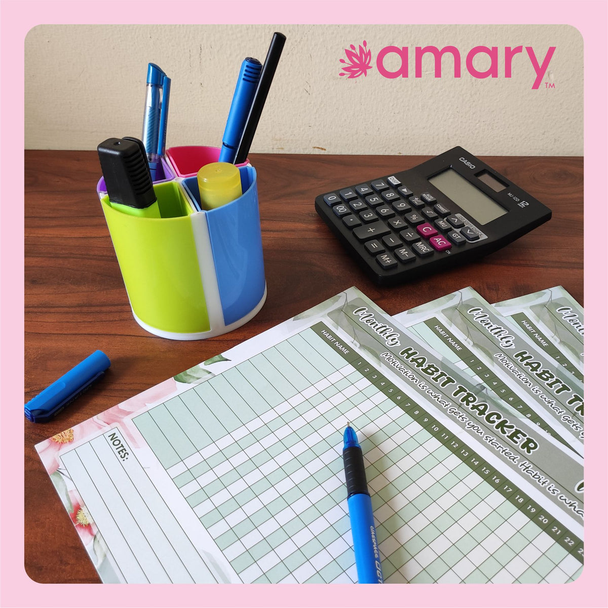 AMARY A4 Monthly Habit Tracker – 12 Undated Sheets for Goal Setting & Habit Building