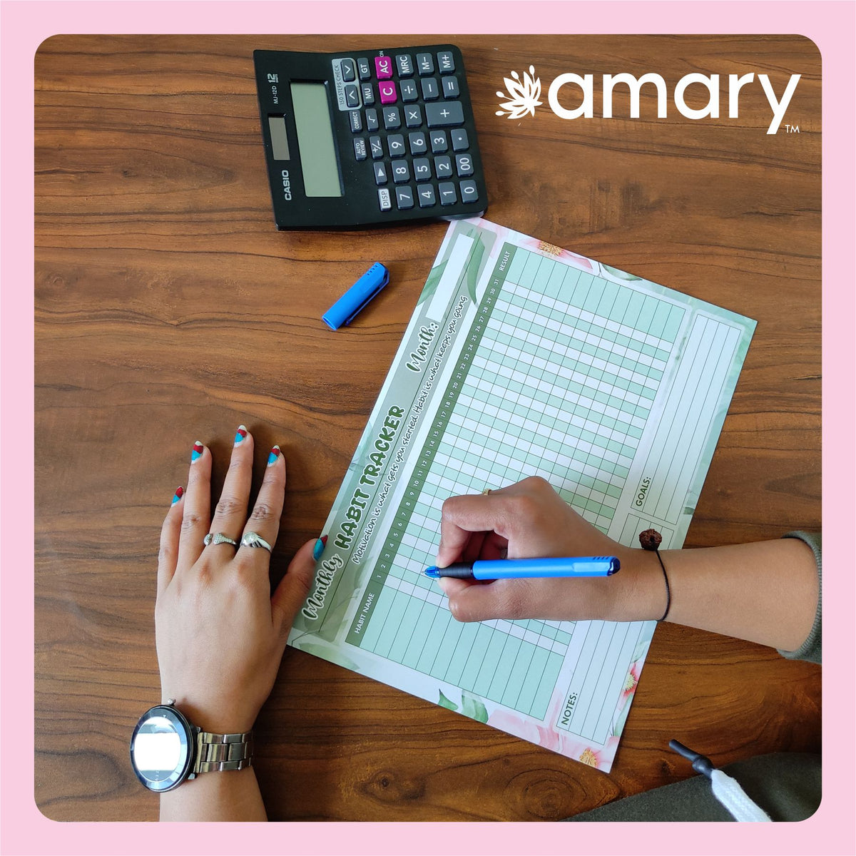 AMARY A4 Monthly Habit Tracker – 12 Undated Sheets for Goal Setting & Habit Building